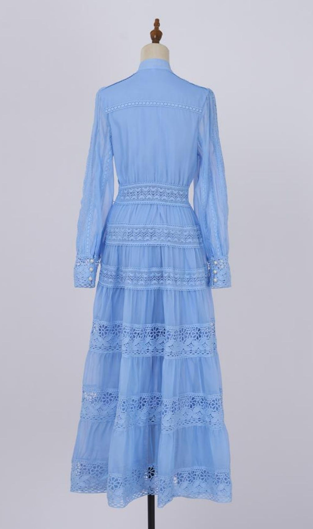 Kamaria Blue Tiered Lace Maxi Dress - Effortless Elegance