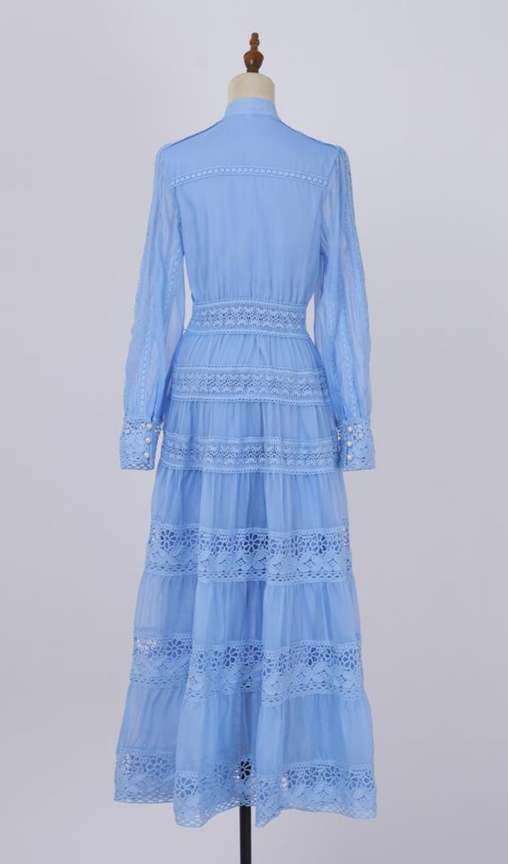 Kamaria Blue Tiered Lace Maxi Dress - Effortless Elegance