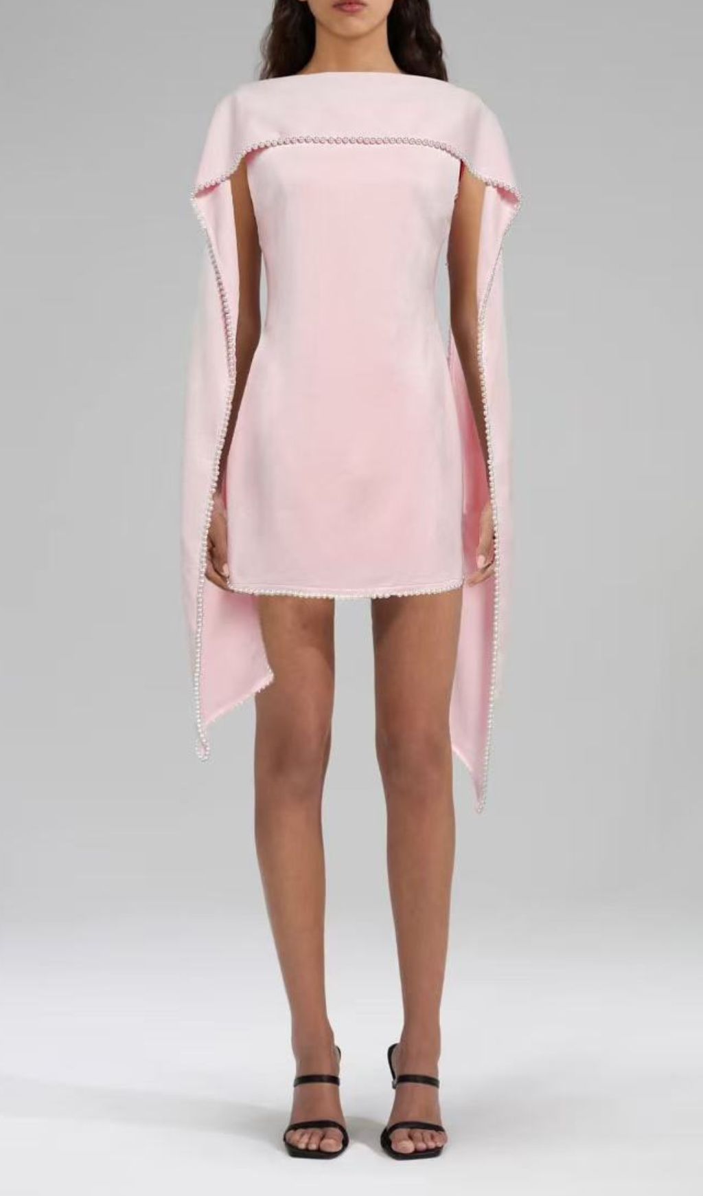 Johari Pearl-Trimmed Cape Mini Dress - Dazzling Bodycon for Women