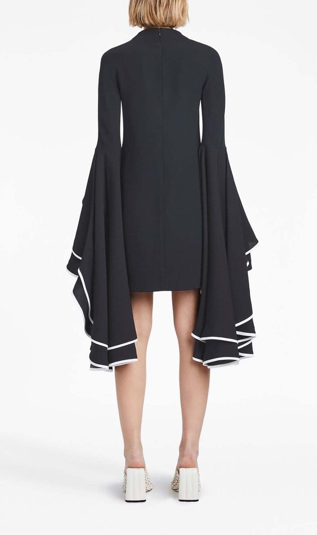 Ruffled Sleeve Mini Dress In Black