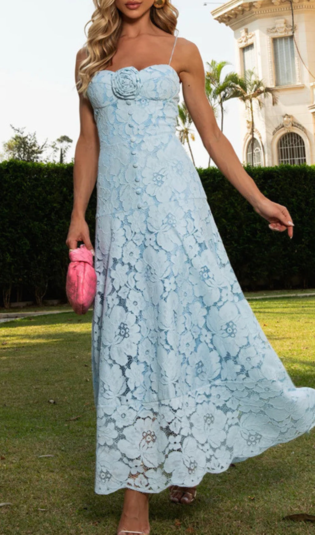 Gerry Blue Strappy Flower Maxi Dress