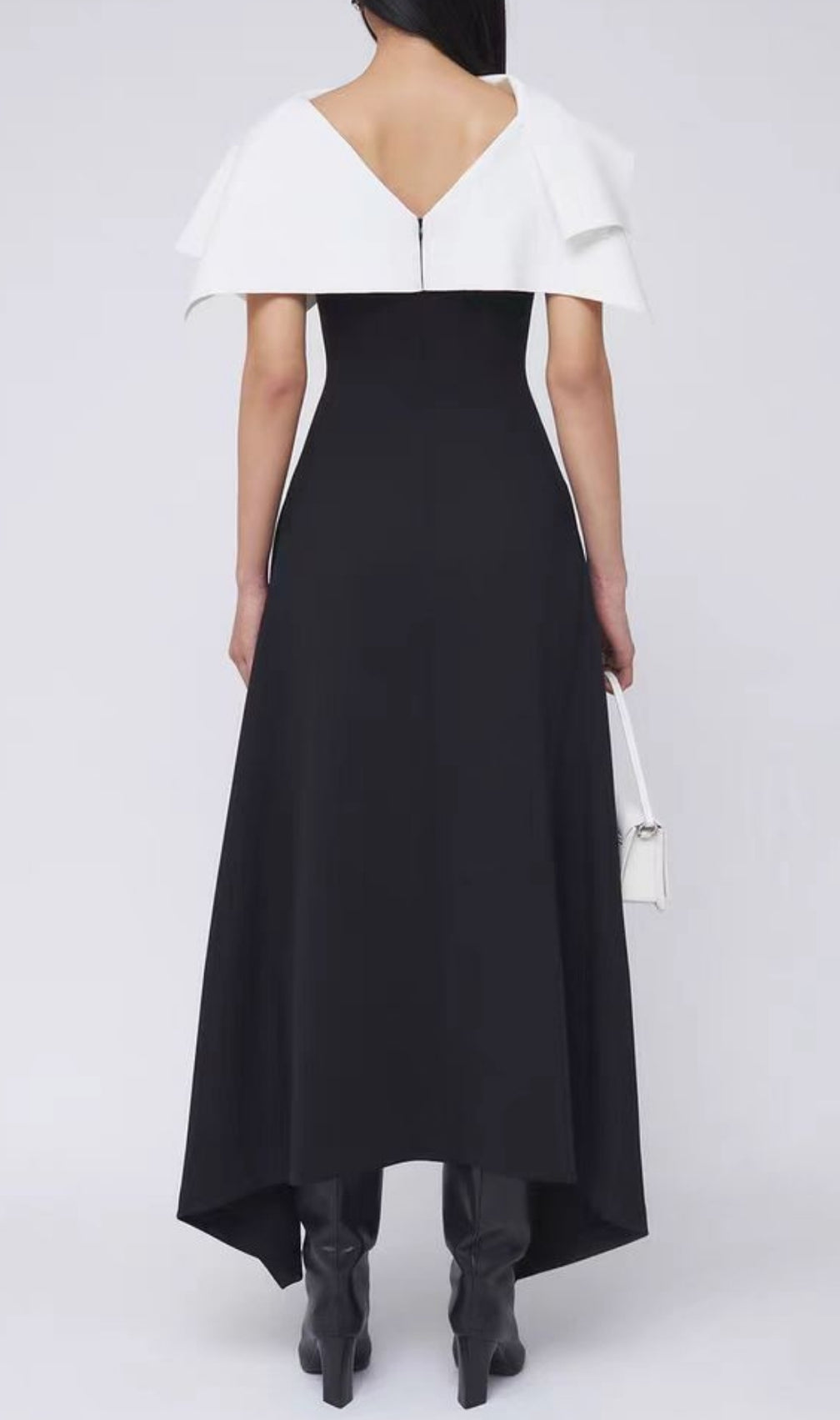 Black Jewel Neck Split Front Sleeveless Backless Midi Dress