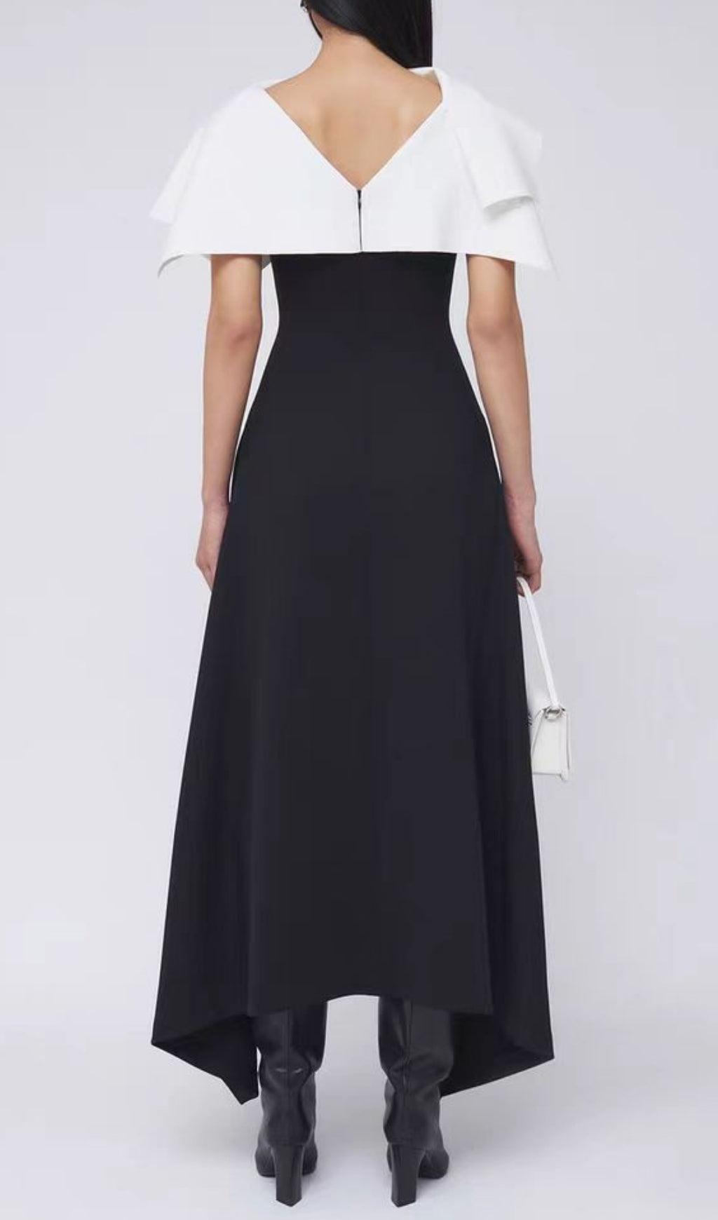 Black Jewel Neck Split Front Sleeveless Backless Midi Dress