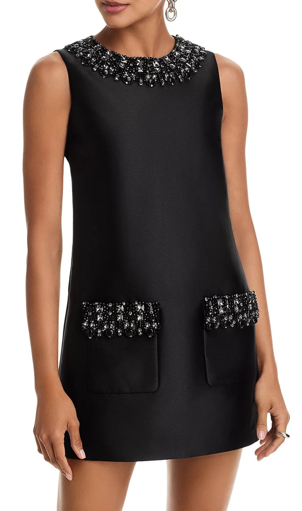 Black Taffeta Embellished Mini Dress – Sparkle & Glam Cocktail Style