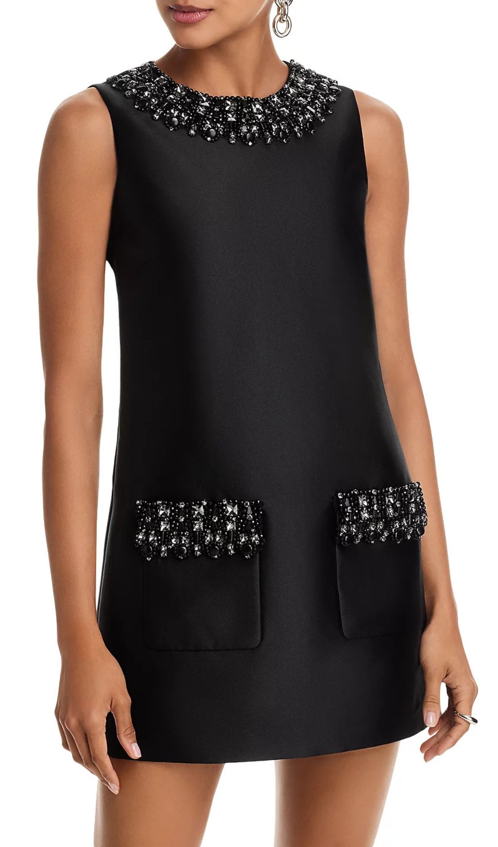 Black Taffeta Embellished Mini Dress – Sparkle & Glam Cocktail Style
