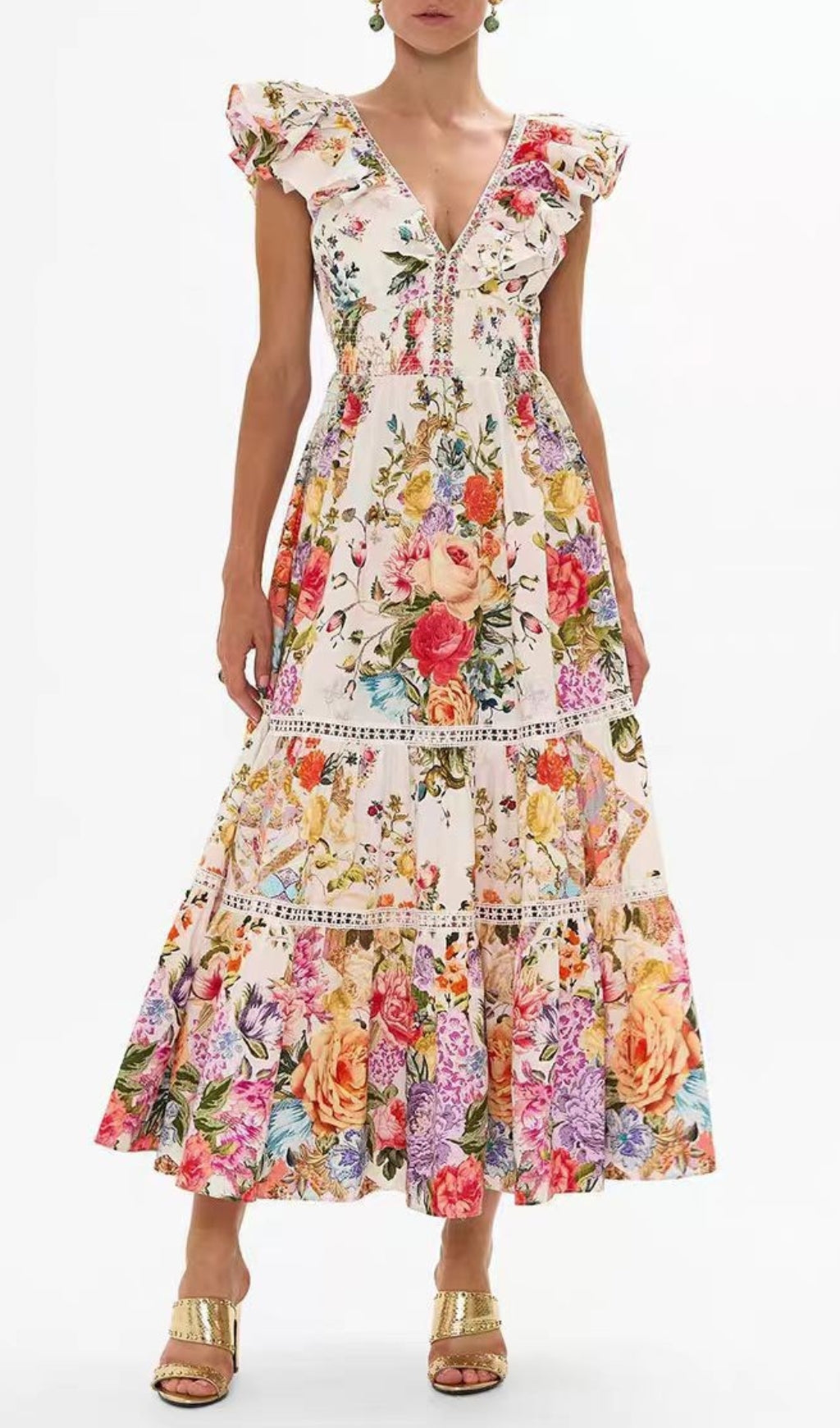 Efrem V-Neck Printed Midi Dress