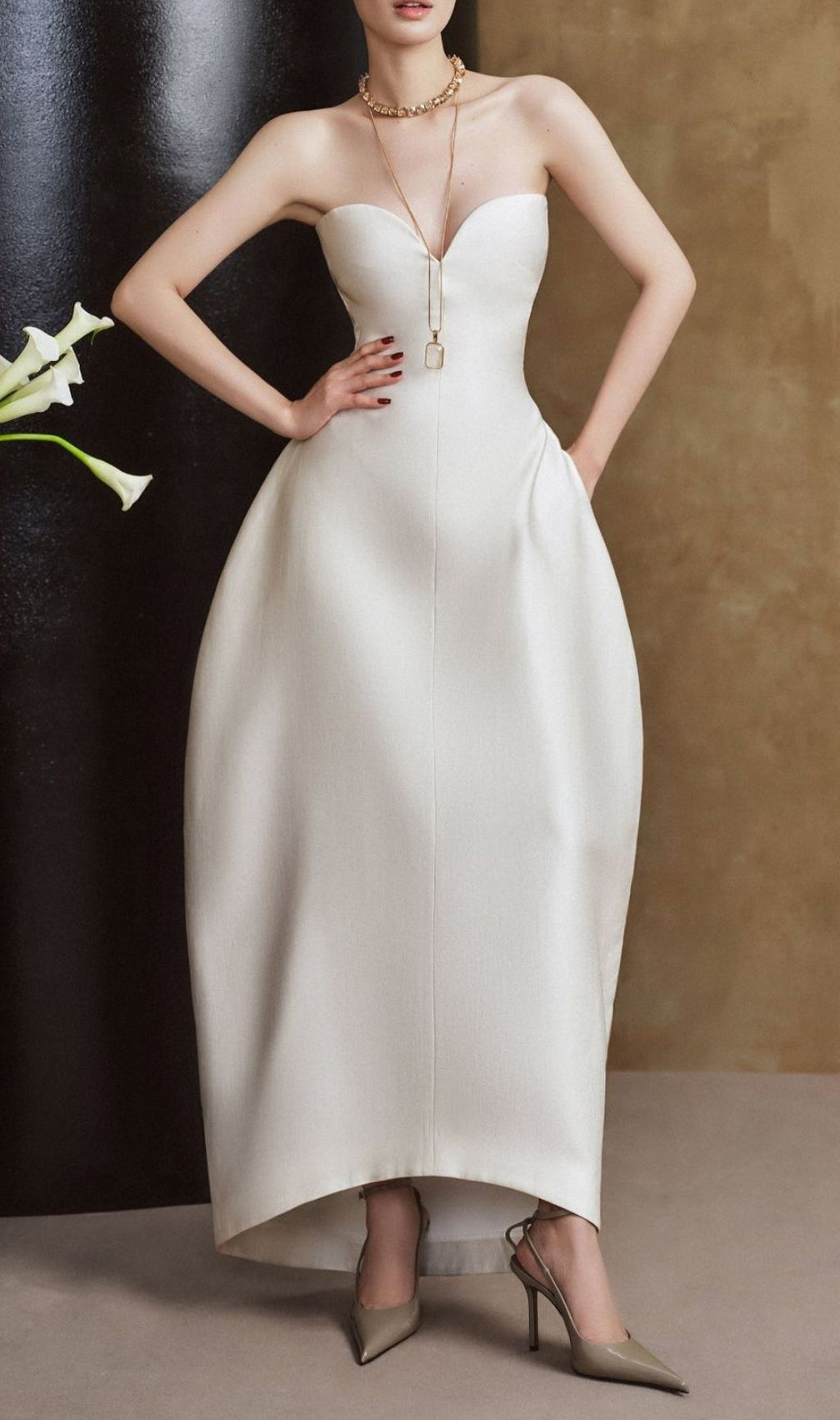 Kerensa Strapless Sculptural Maxi Dress - Modern Elegance & Statement Style