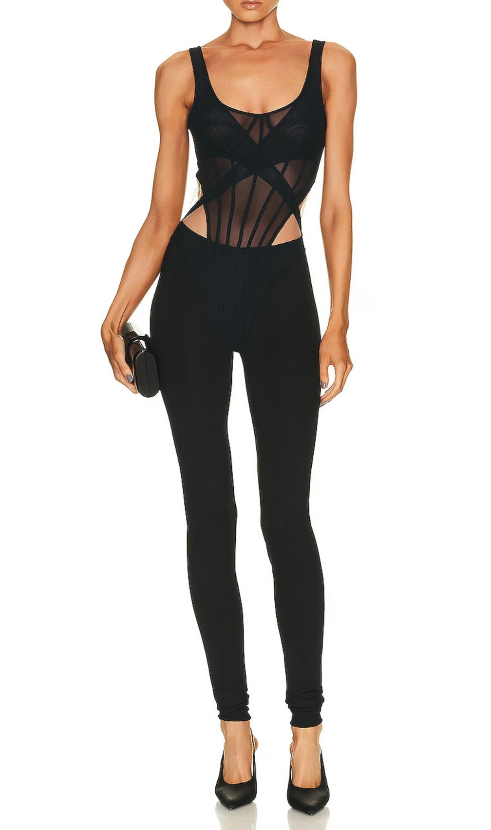 Abagail Net Boning Over Layer Jumpsuit