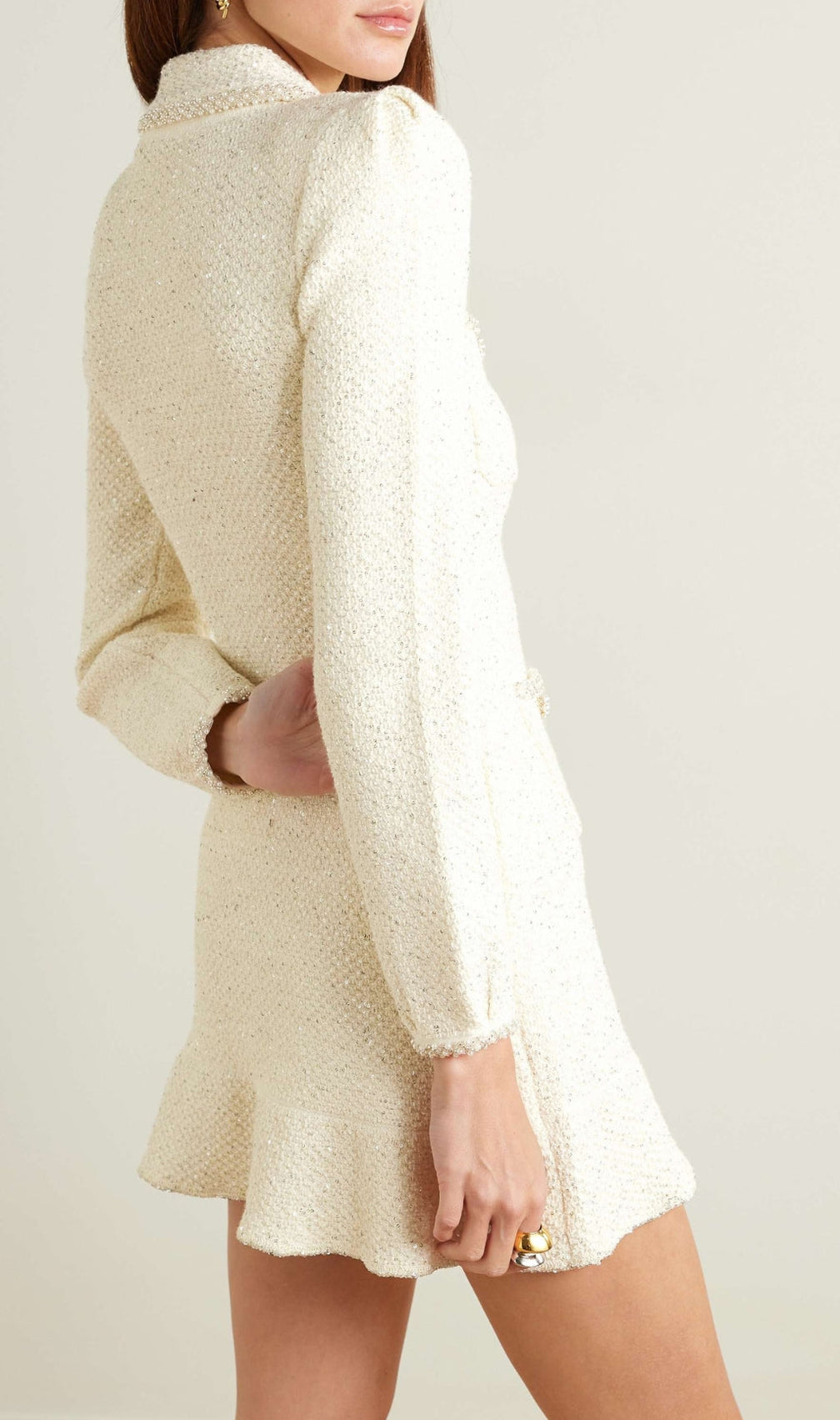 Atifa Embellished Sequined Bouclé-Knit Mini Dress