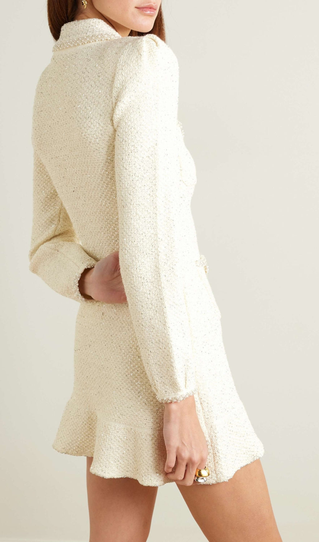 Atifa Embellished Sequined Bouclé-Knit Mini Dress