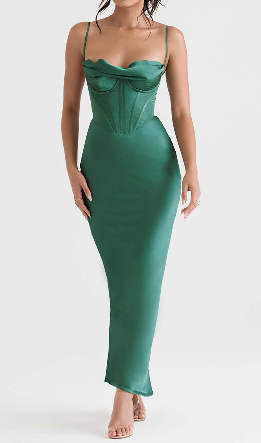 Corset Bodycon Satin Midi Dress