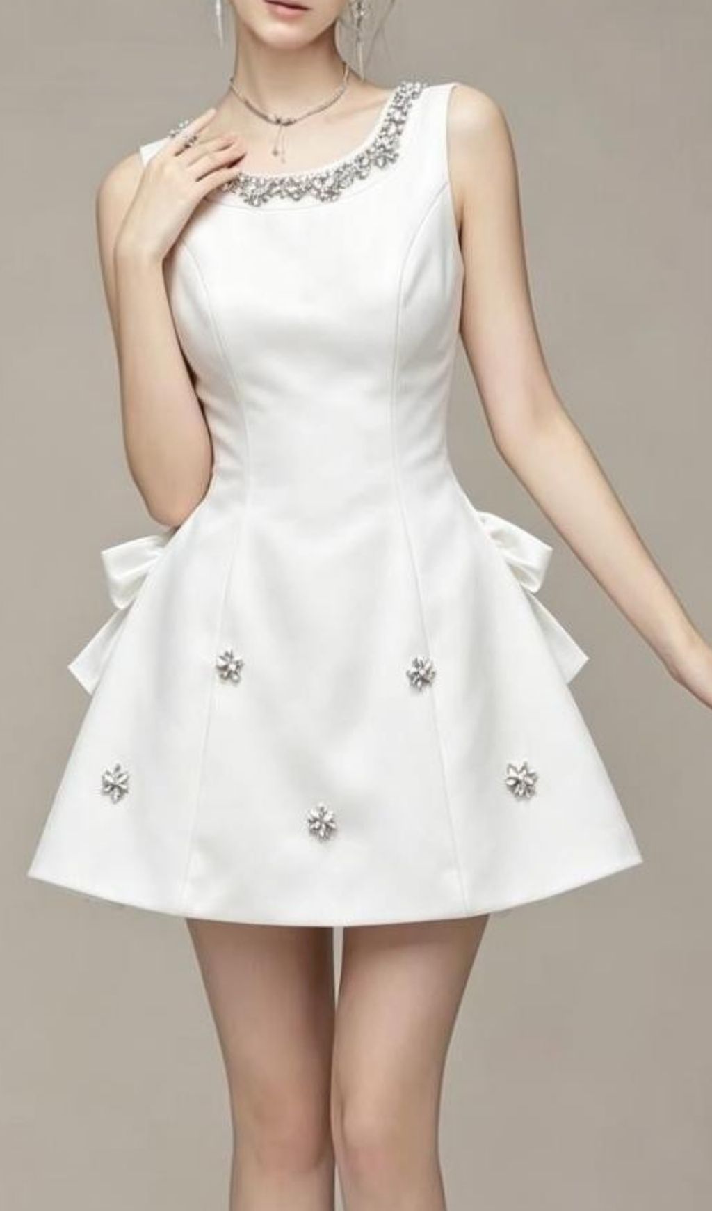 Kiersten White Diamante Bow Mini Dress