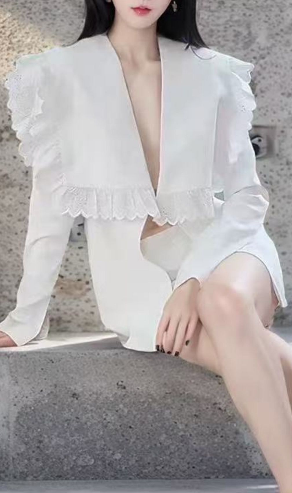 Galilea White Long Sleeve Blazer Set