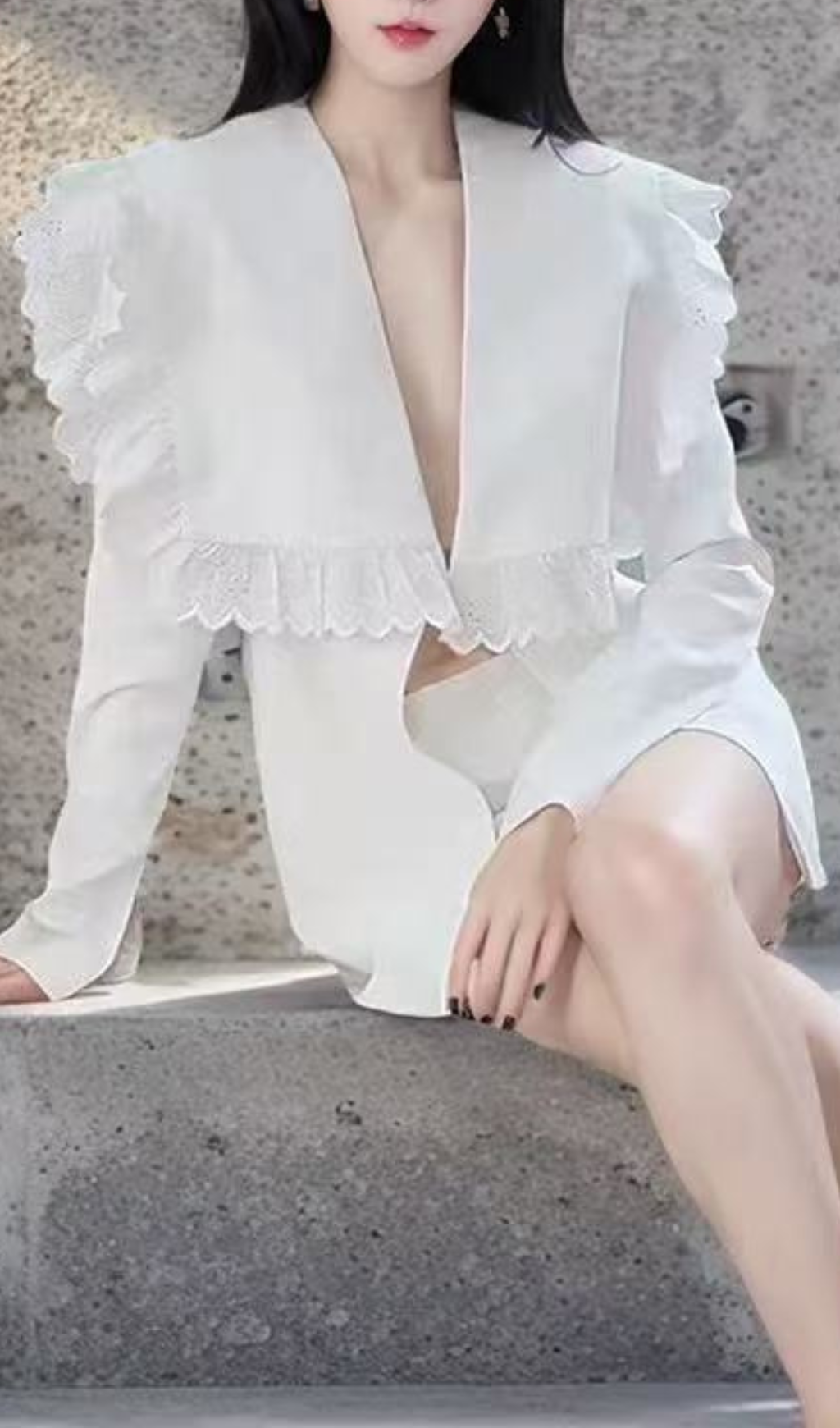 Galilea White Long Sleeve Blazer Set