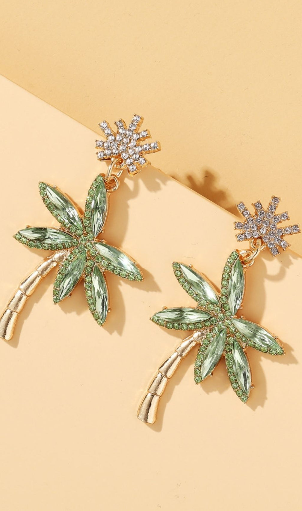 Dazzling Crystal Palm Tree Dangle Earrings for Women - Tropical Glamour