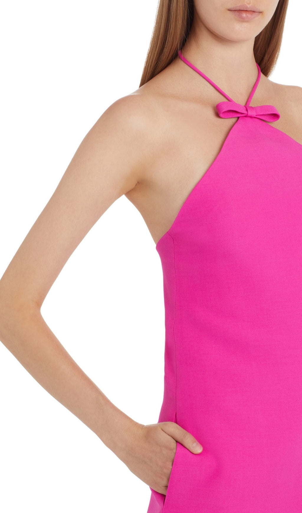 Sleeveless Halter Mini Dress In Pink