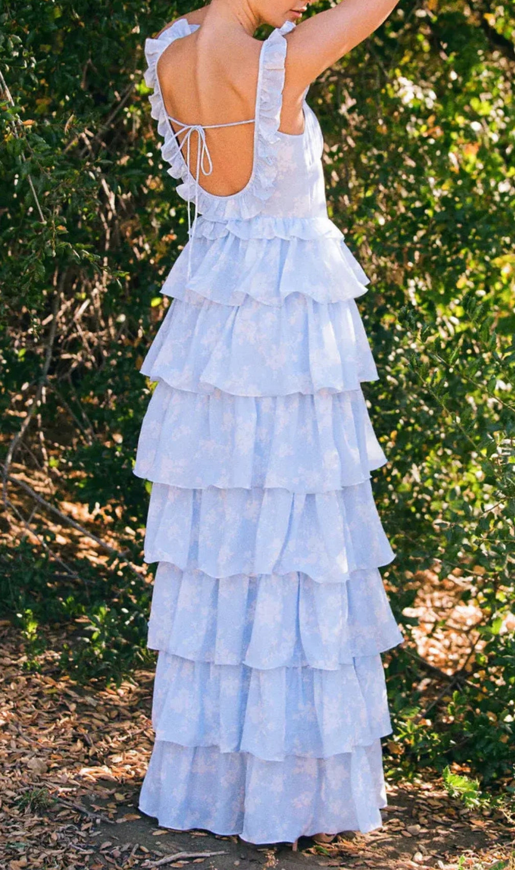 Eulalia Blue Printed Layered Maxi Dress