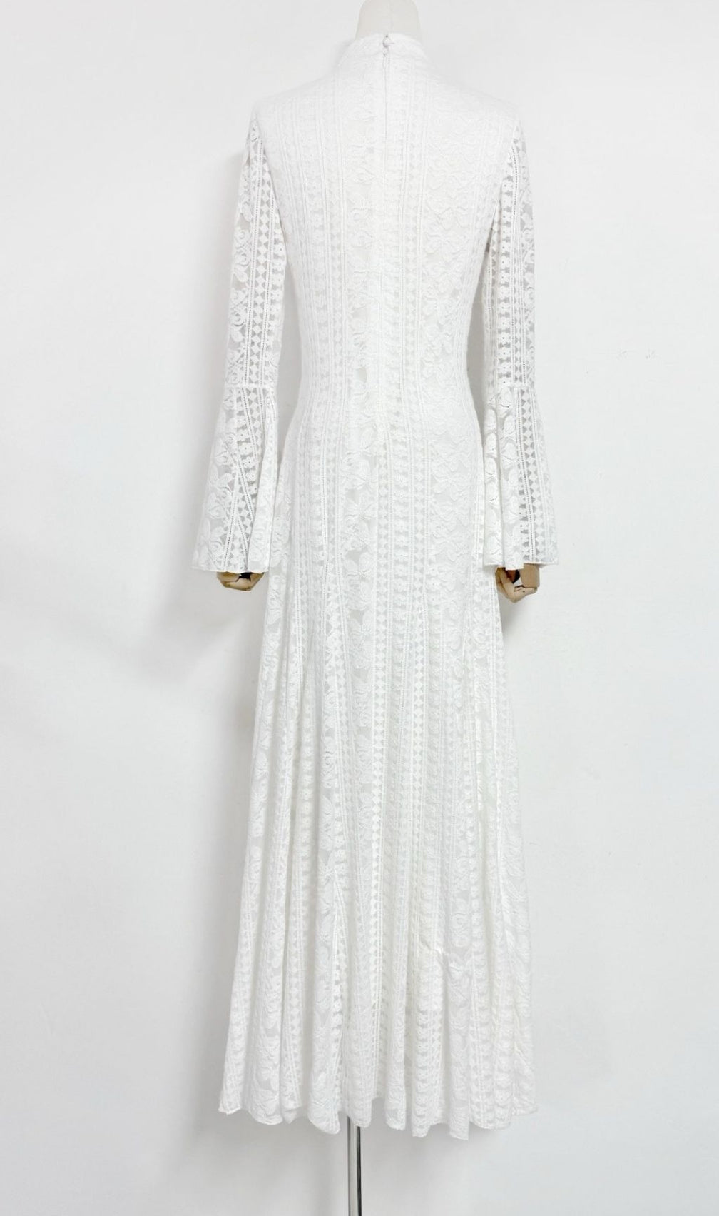 Kieu White Lace Maxi Dress | Elegant Bell Sleeve Gown for Special Occasions