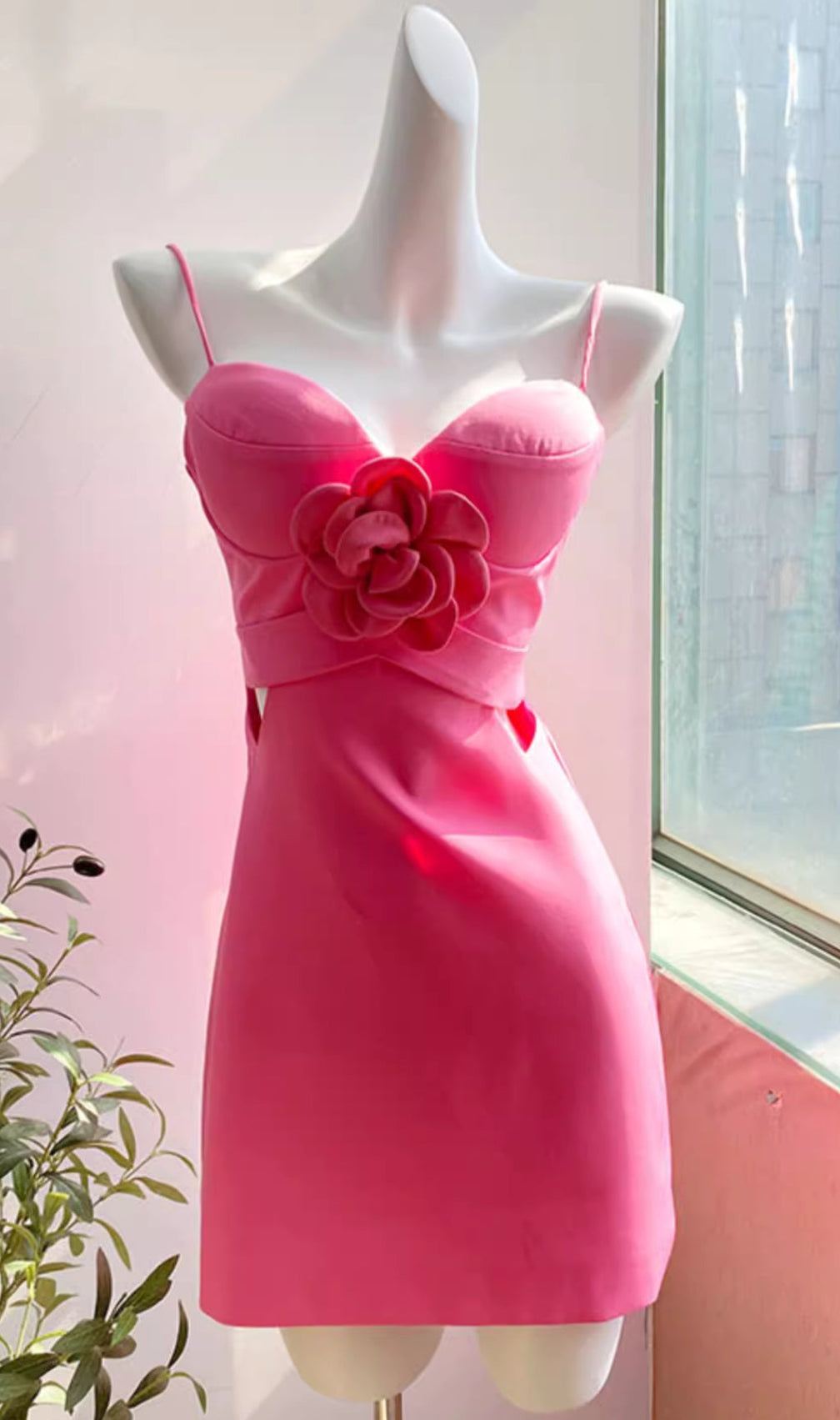 Ailie Pink Flower Mini Dress