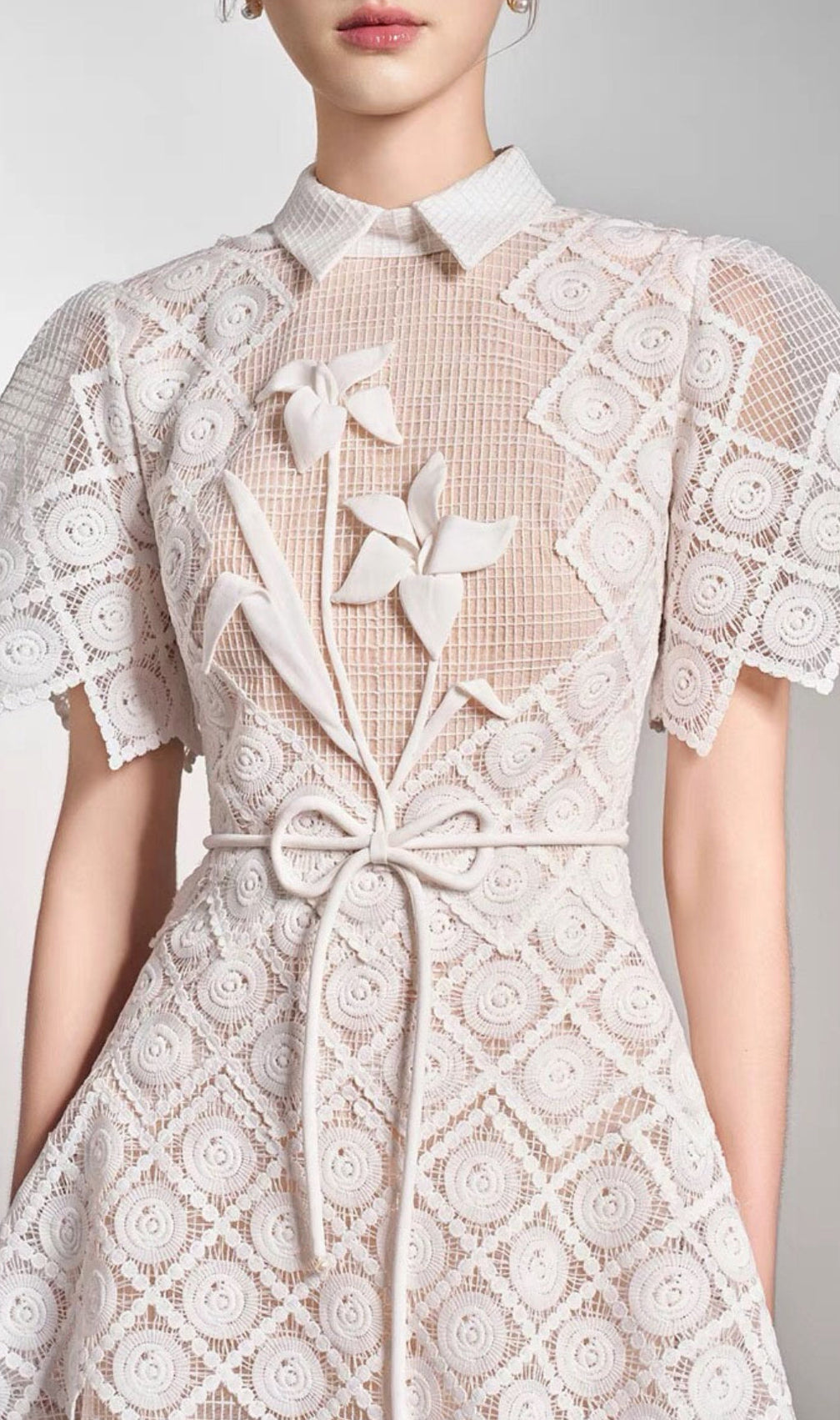 Arpina White Embroidery Midi Dress