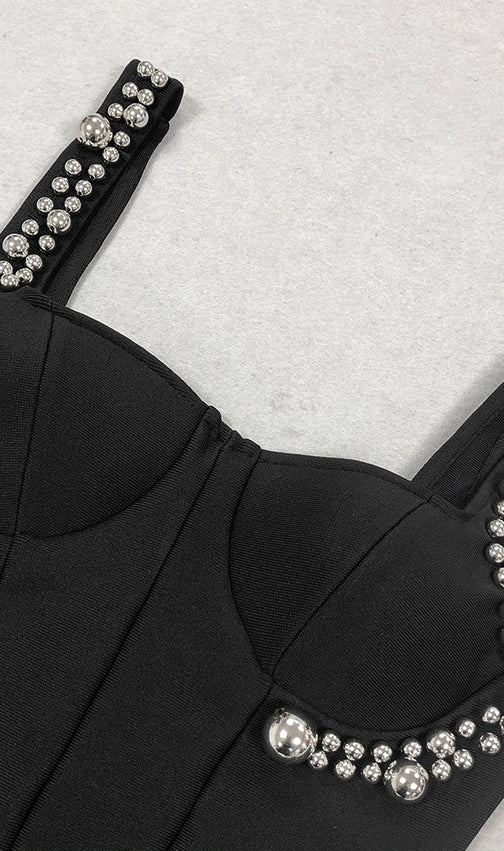 Biagio Black Embellished Mini Dress