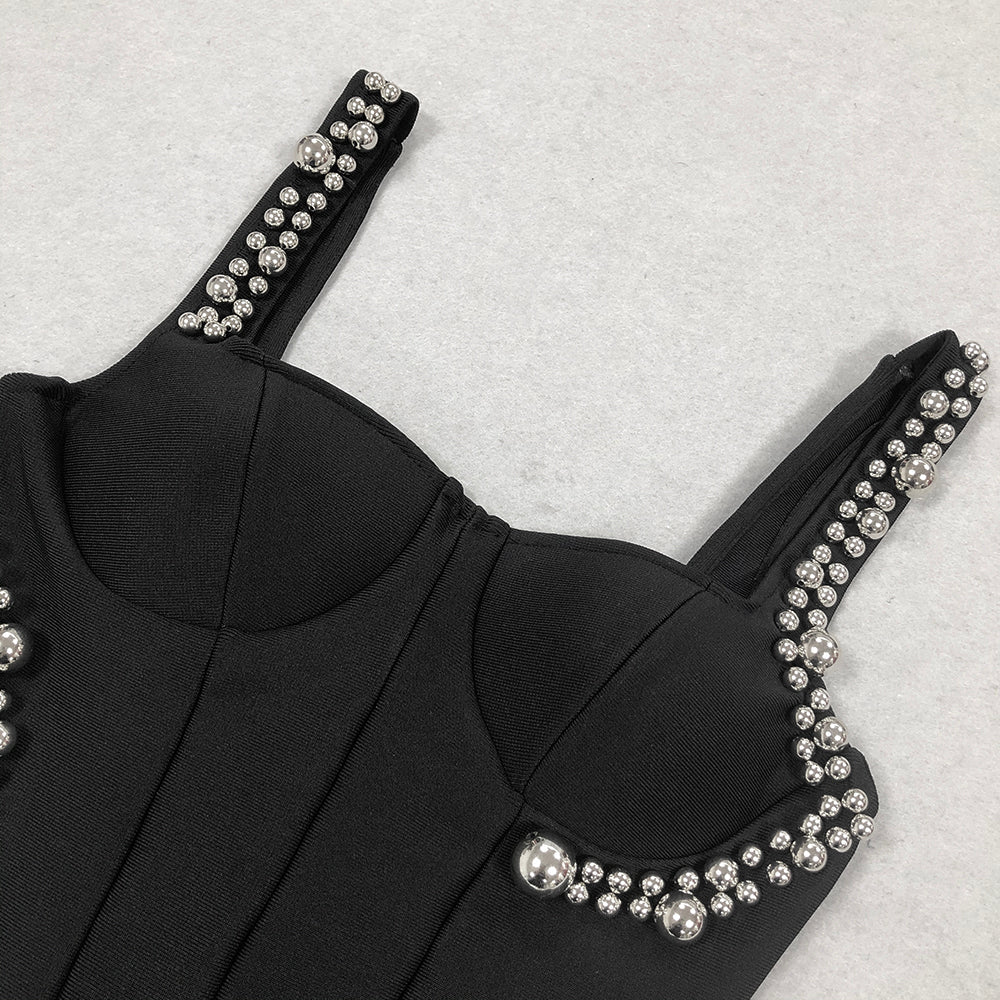 Biagio Black Embellished Mini Dress