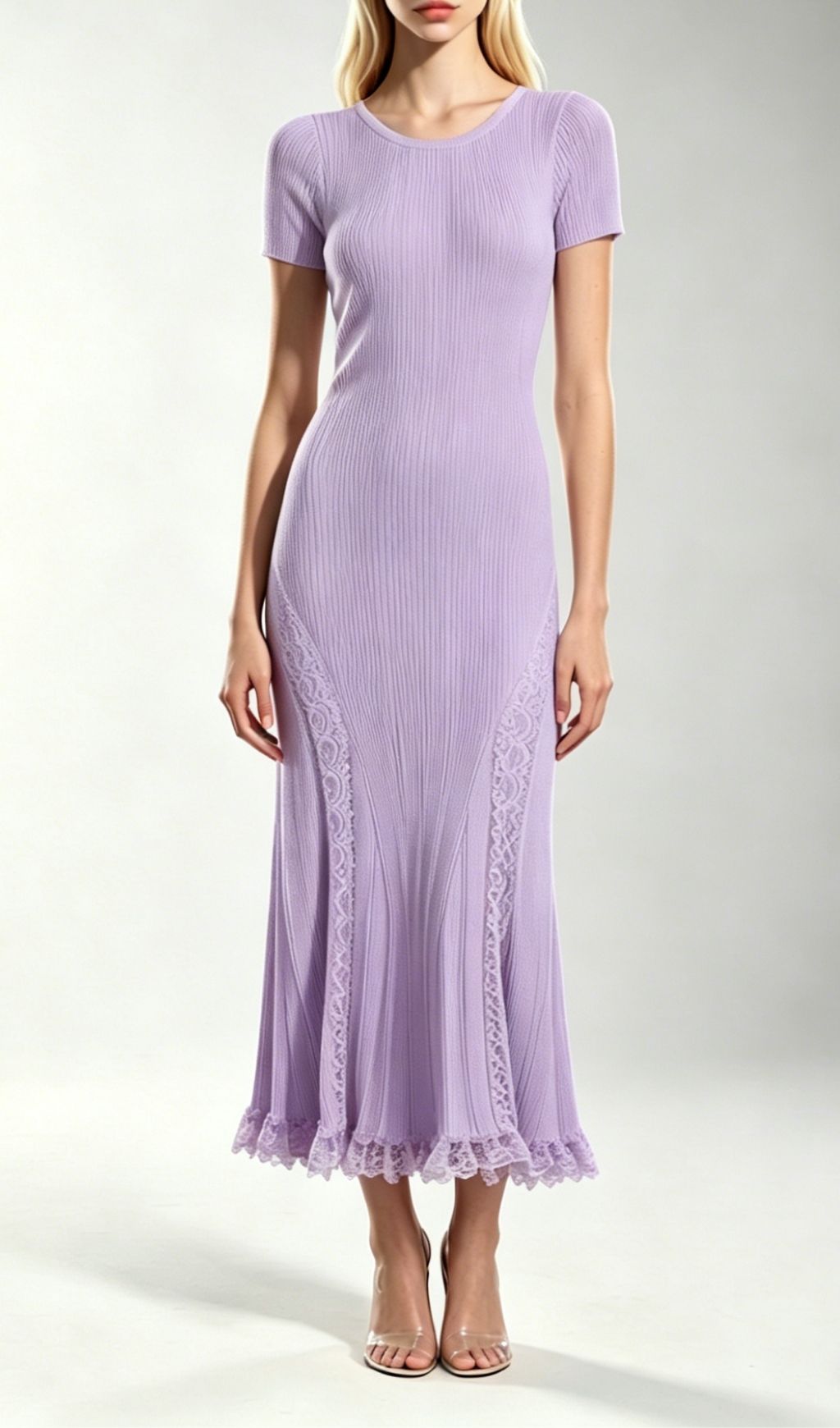 Kinzy Purple Short Sleeve Lace Midi Dress