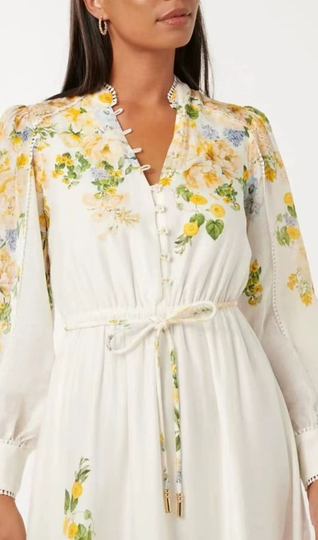 Fergal Floral Printed Lantern Sleeve Midi Dress