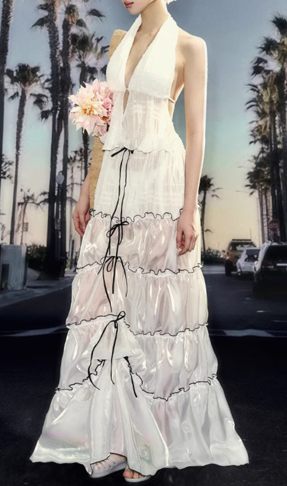 Devrim White Halter Two-Piece Swimsuit