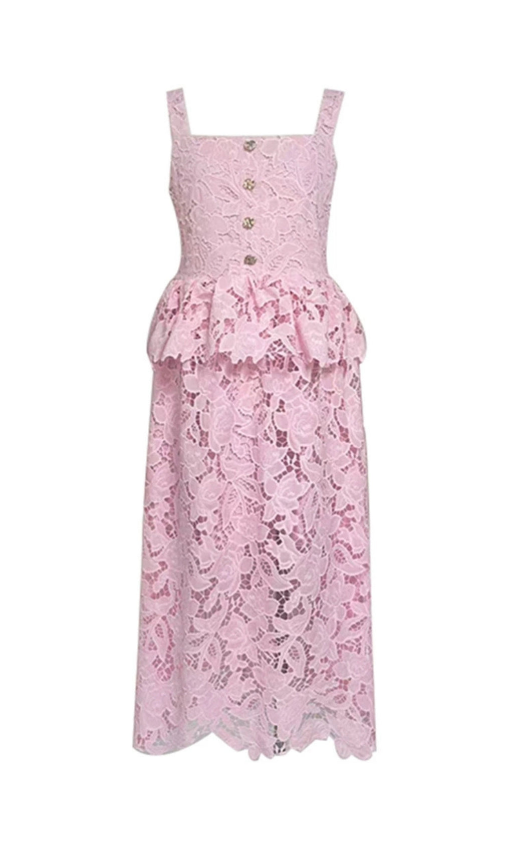 Fumito Flower Embroidery Midi Dress
