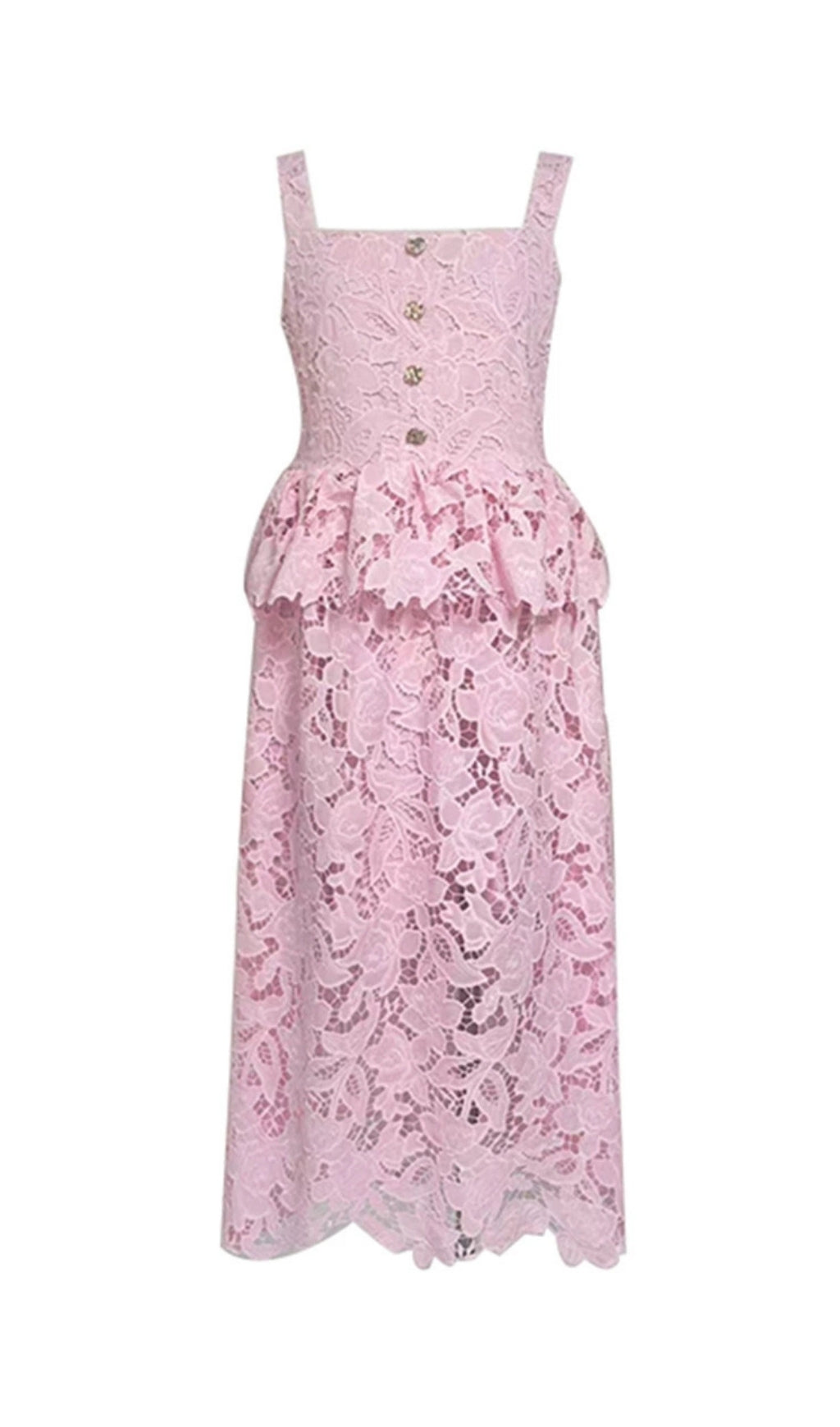 Fumito Flower Embroidery Midi Dress