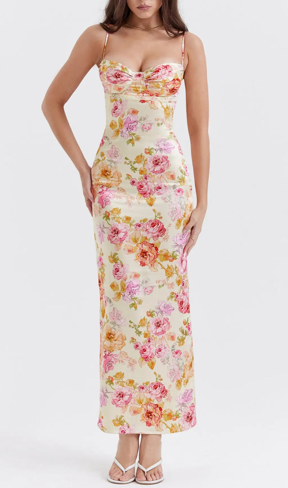 Ivory Floral Maxi Dress