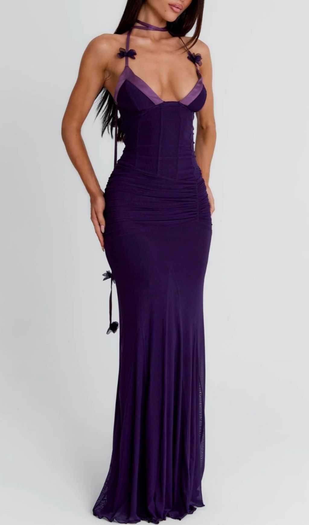 Korrine Violet Halter Maxi Dress
