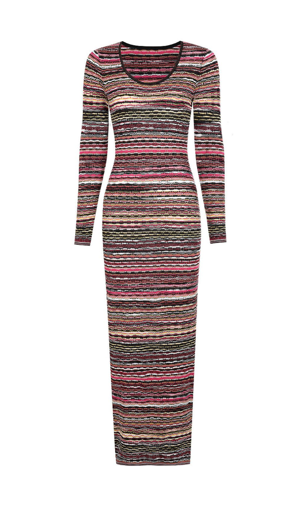 Julia Multi-Stripe Knit Maxi Dress - Effortless Long Sleeve Elegance