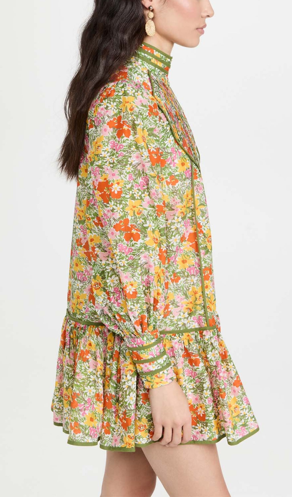 Floral Print Lace-Up Midi Dress In Autumn Leaves