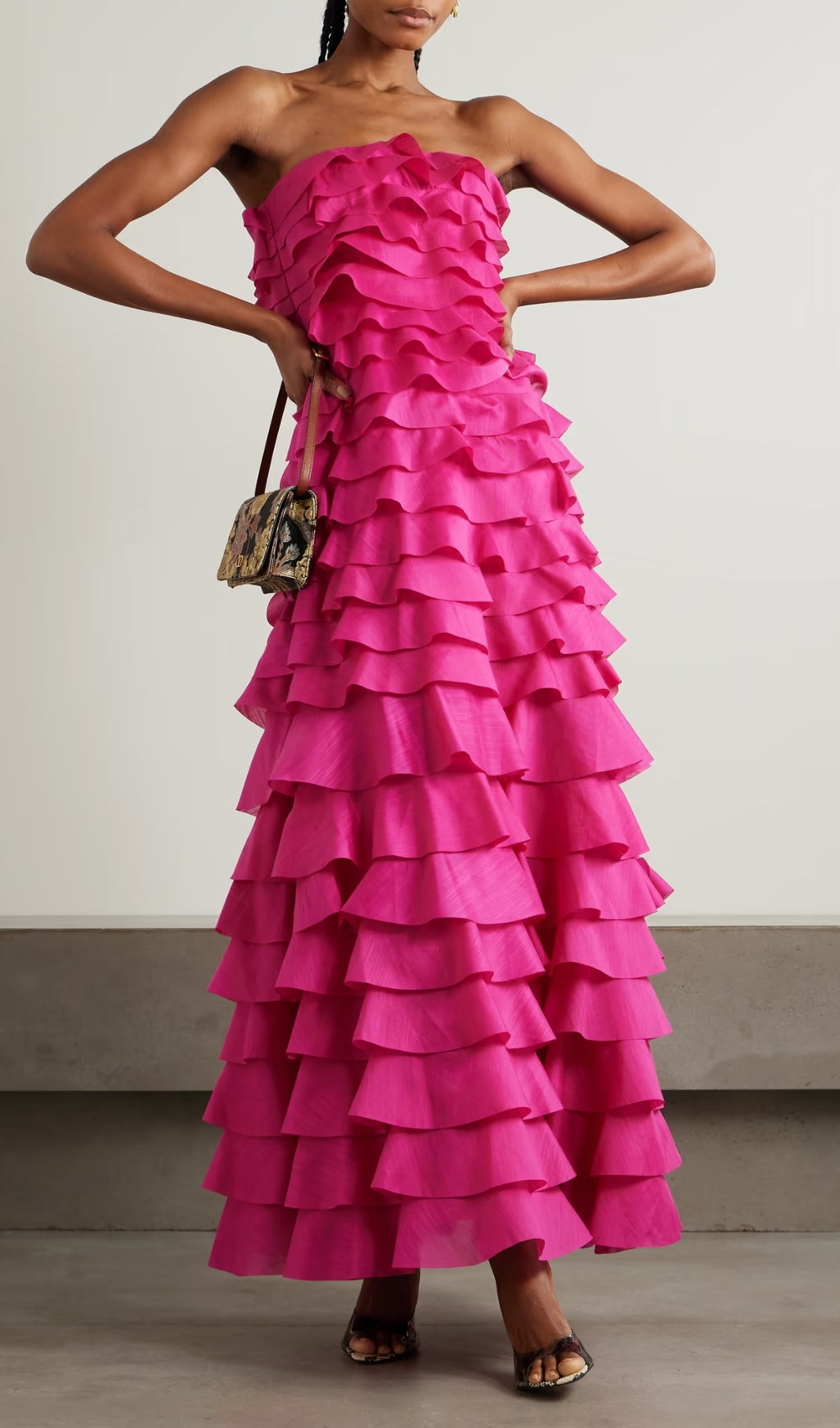 Dasani Pink Strapless Layered Maxi Dress