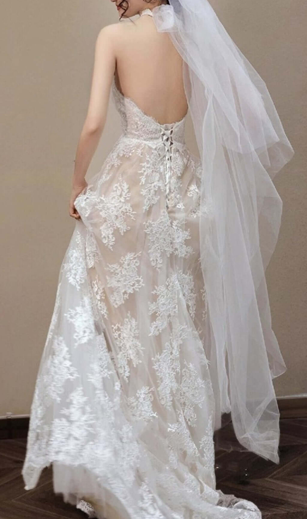 Aviella Halter Lace Wedding Dress