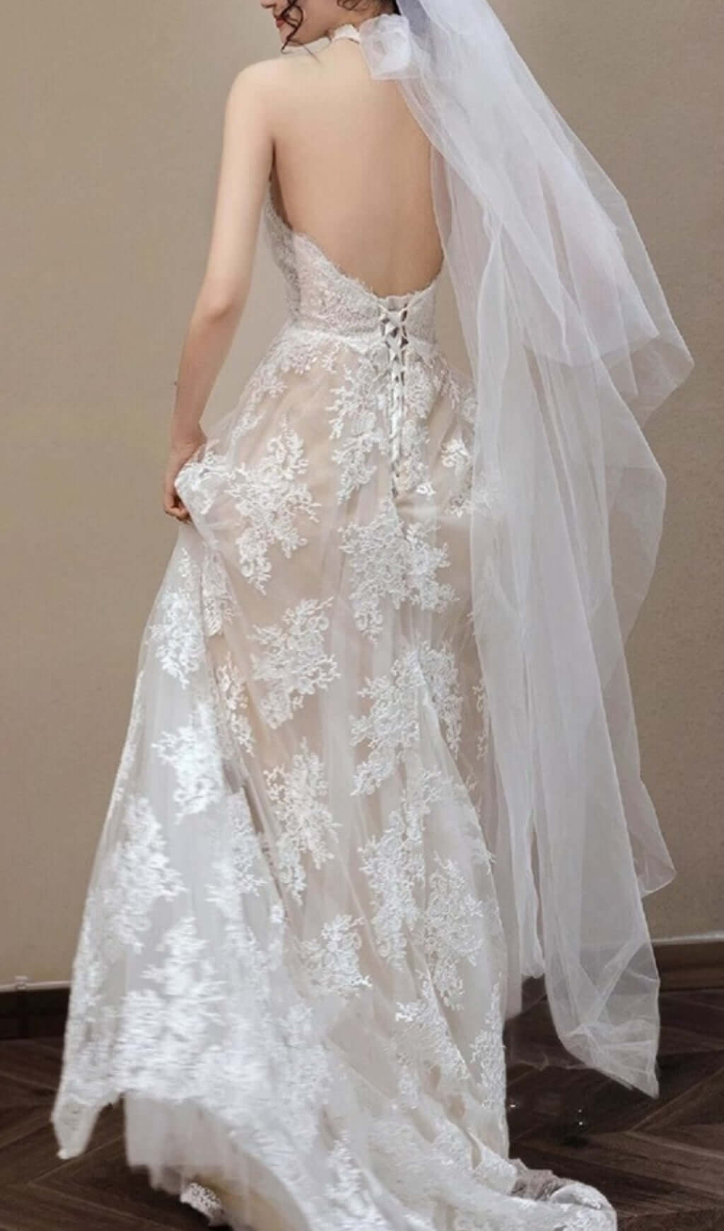 Aviella Halter Lace Wedding Dress