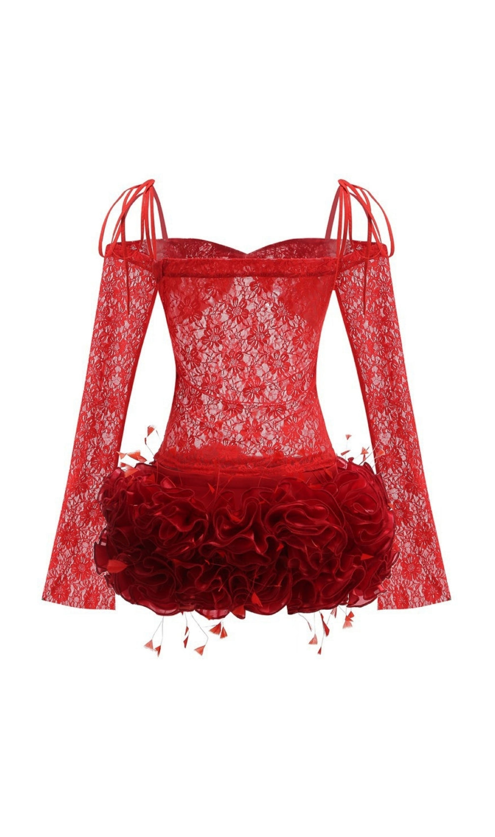 Elaxi Lace Top & Flower Skirt Set