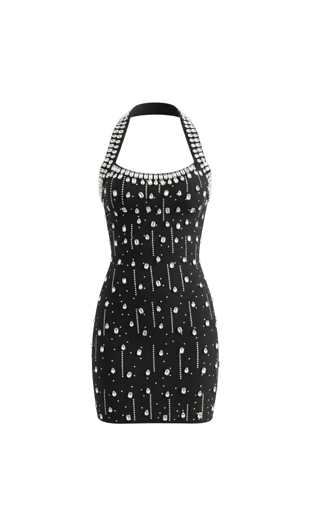 Keziah Dazzling Rhinestone Halter Bodycon Mini Dress