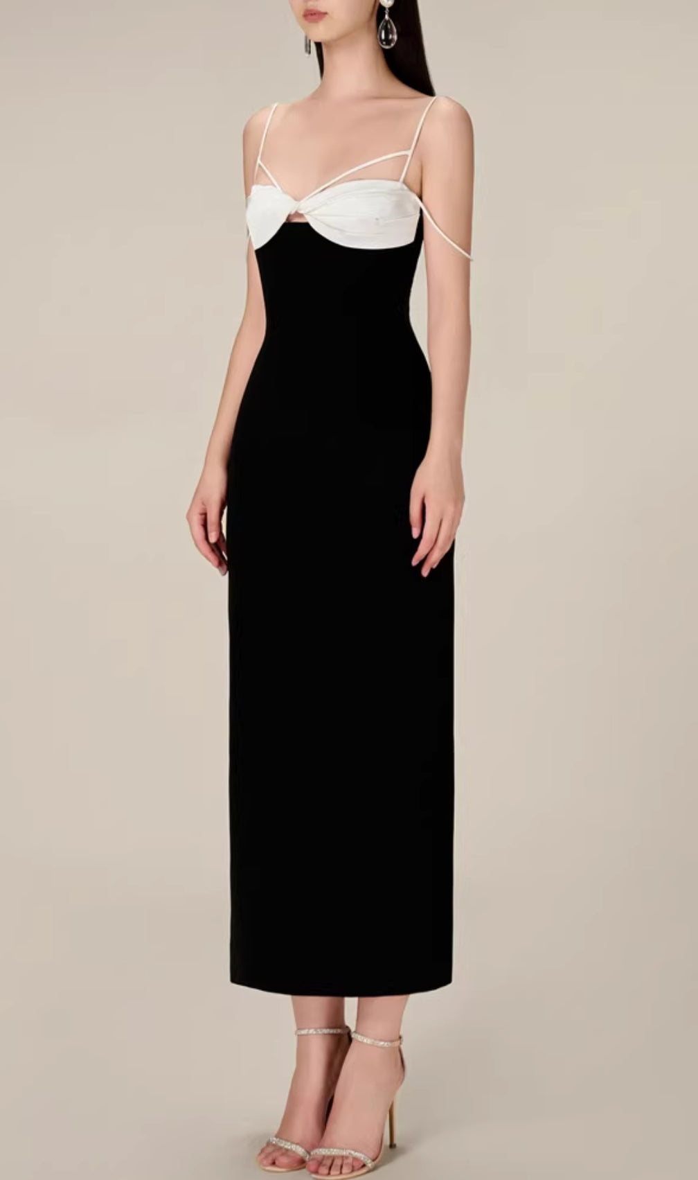 Emilia Black Knot Midi Dress