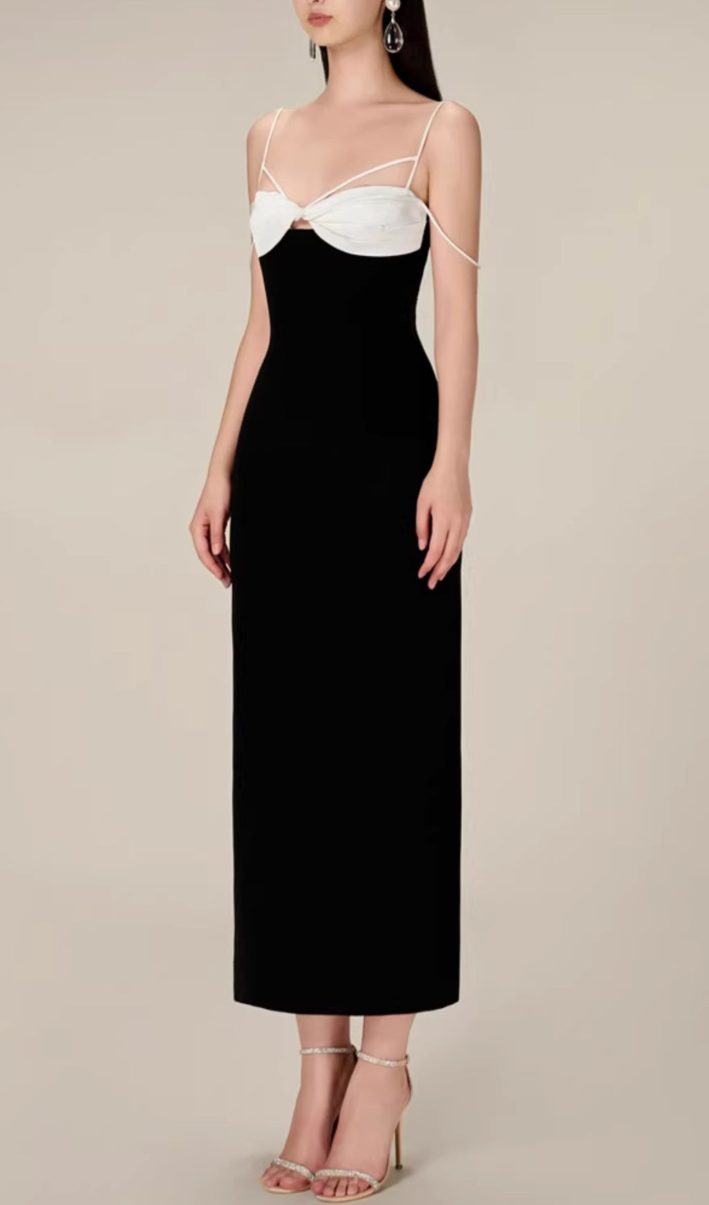Emilia Black Knot Midi Dress
