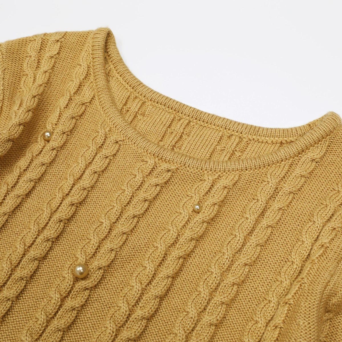 Jace Pearl Embellished Cable Knit Midi Dress - Elegant Lavender Chic