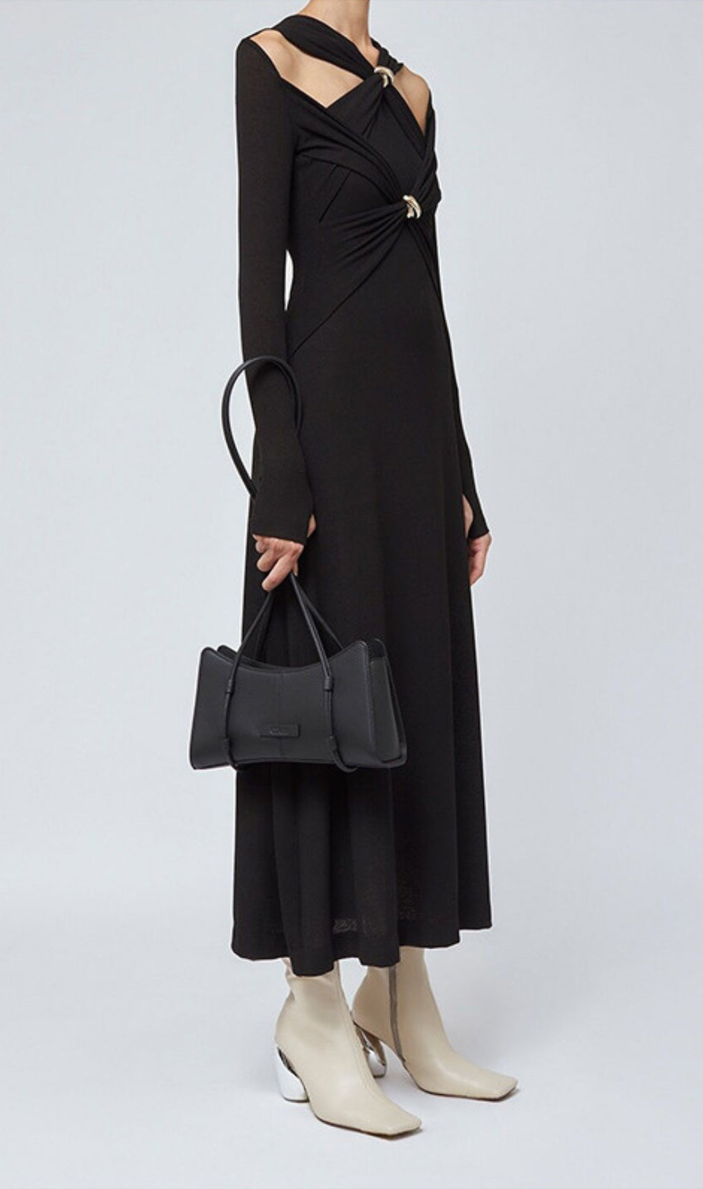 Braydon Cutout Knit Long Sleeve Midi Dress