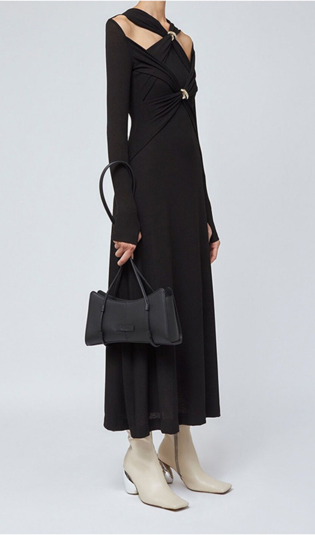 Braydon Cutout Knit Long Sleeve Midi Dress