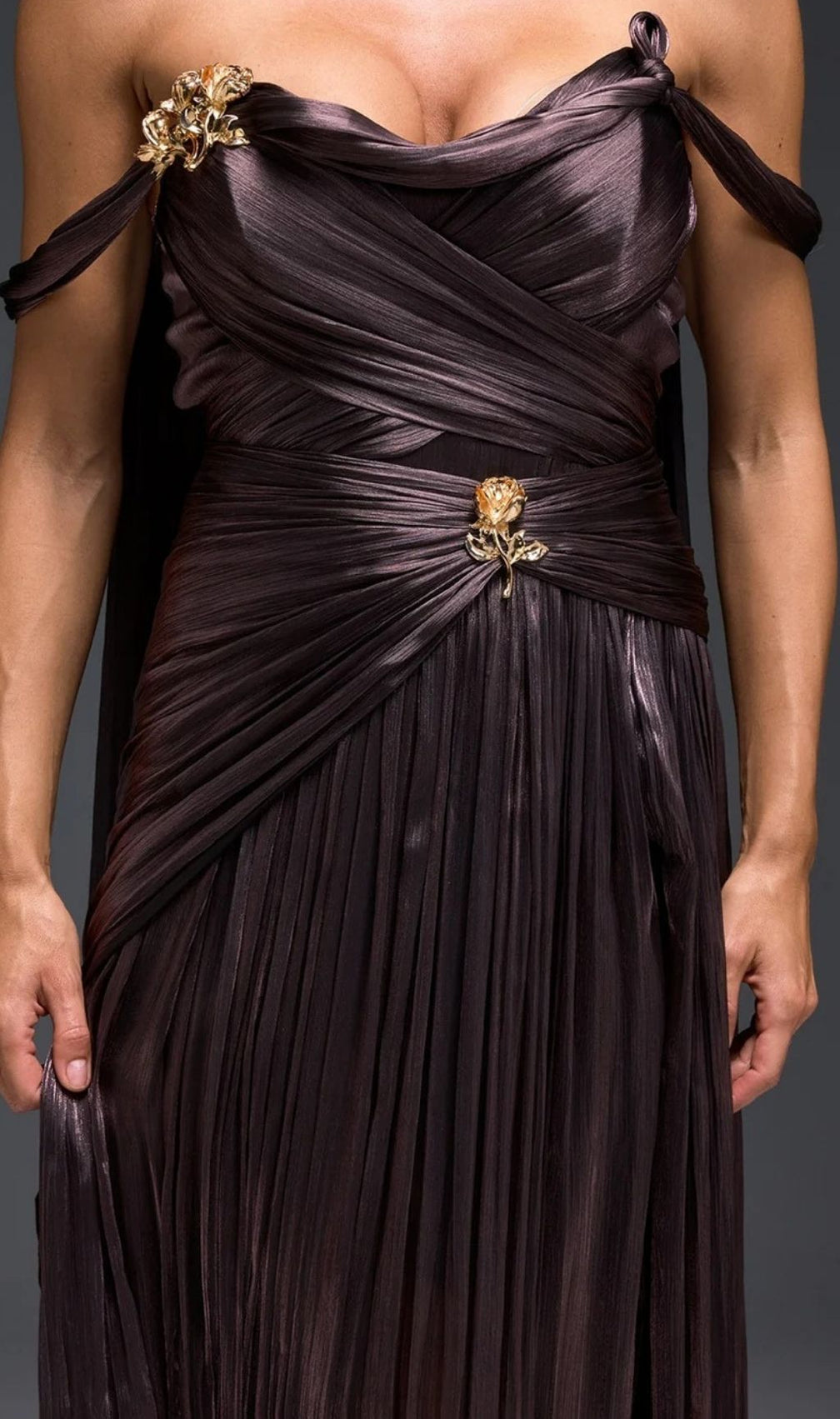 Torvayne Off Shoulder Rose Draped Dress