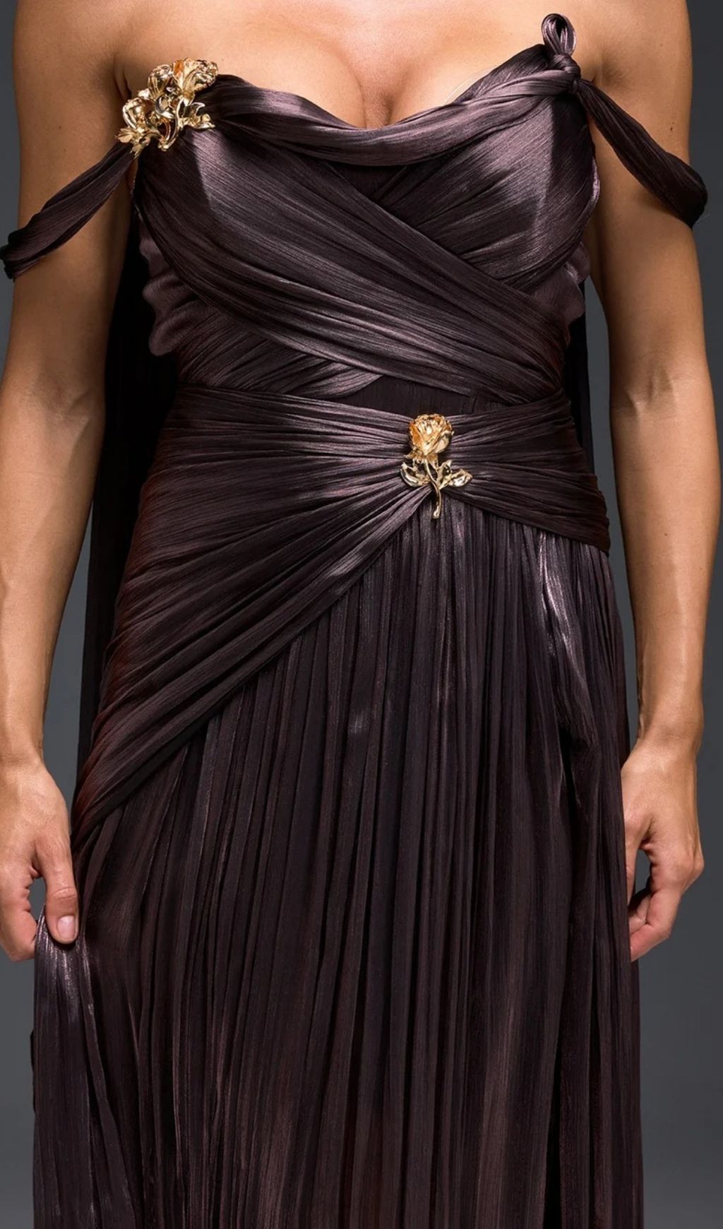 Torvayne Off Shoulder Rose Draped Dress