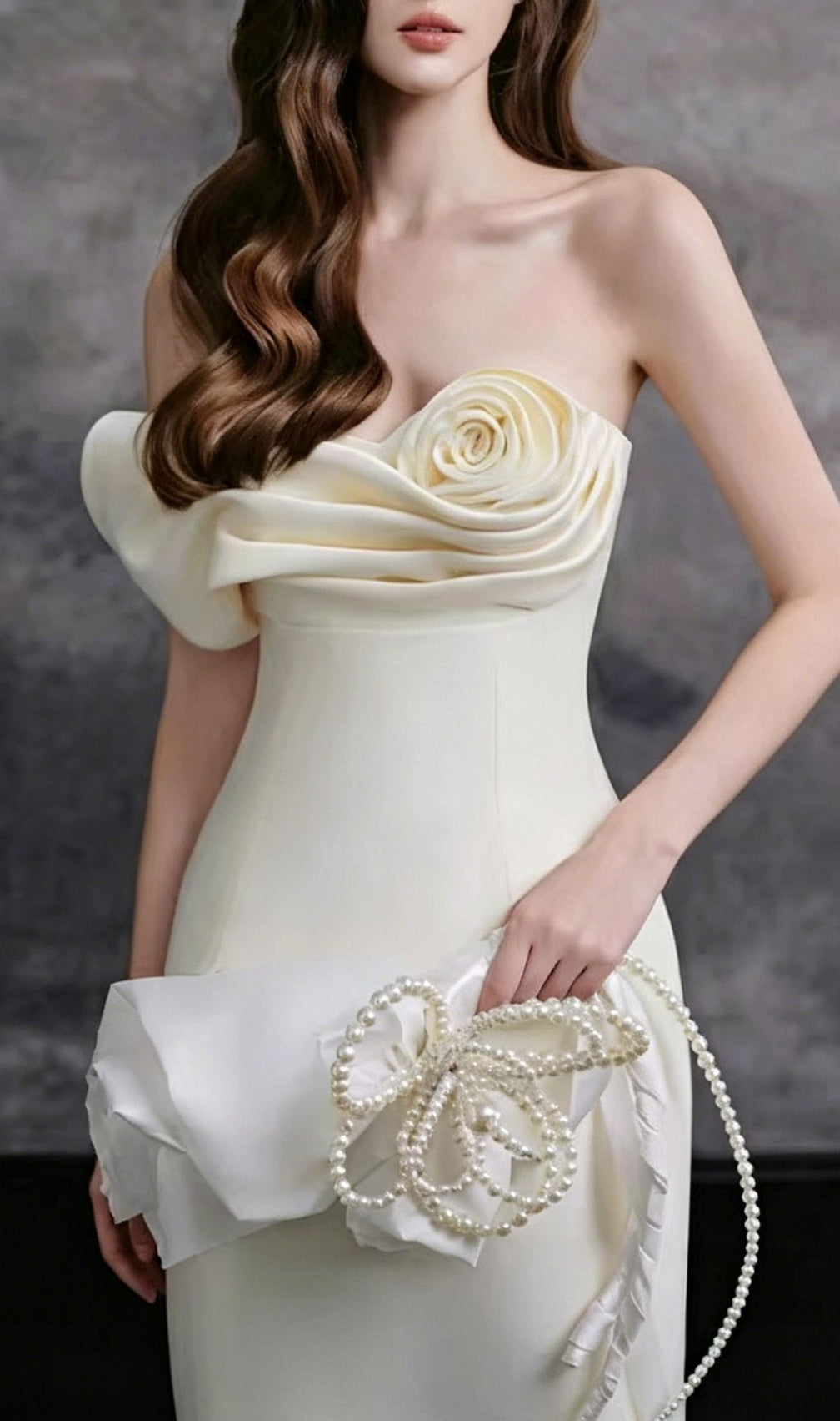 Kinzie Apricot Strapless Flower Maxi Dress