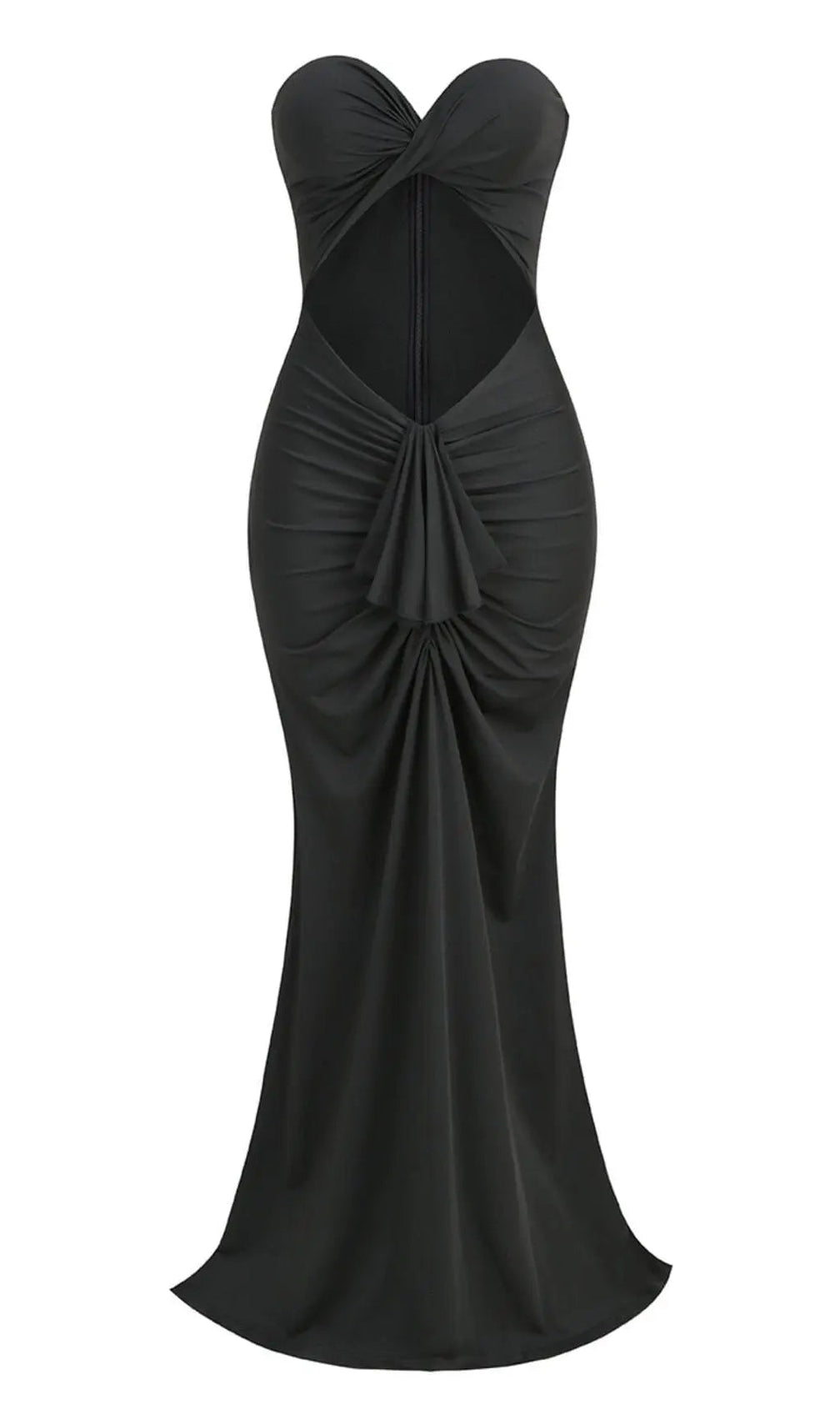 Bandeau Drape Maxi Dress In Black