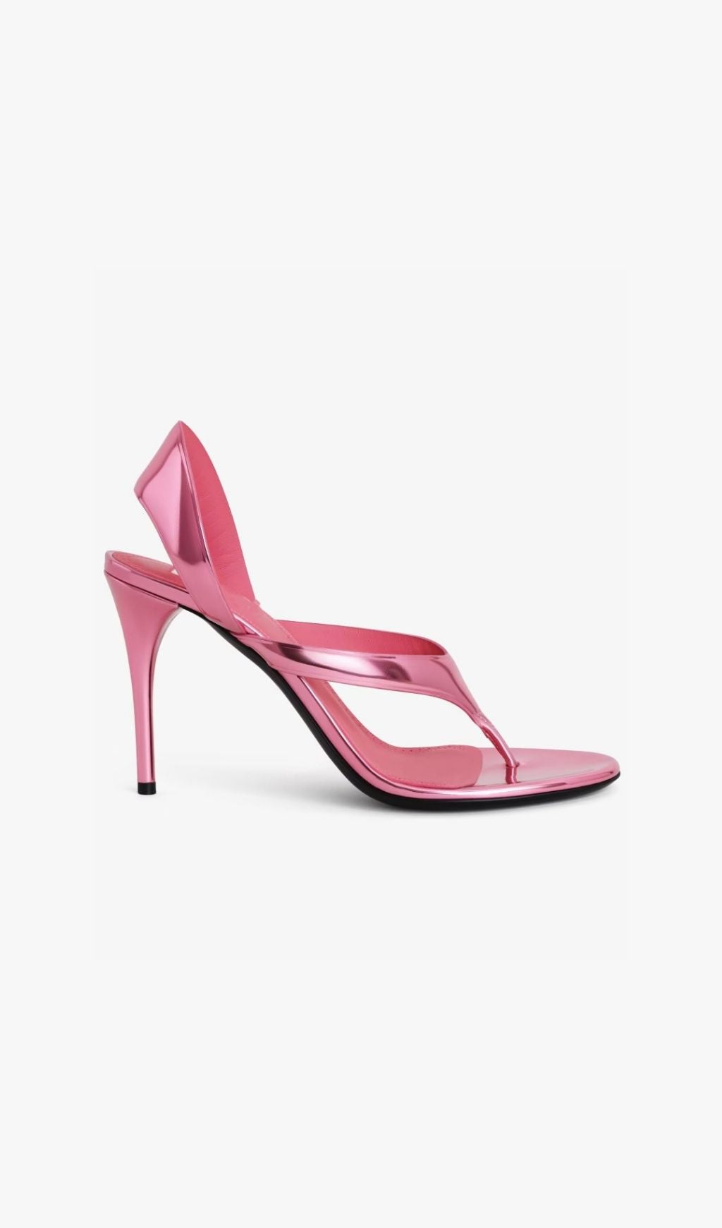 Kasumi Metallic Pink V-Strap Stiletto Heels | Glamorous Toe-Post Sandals